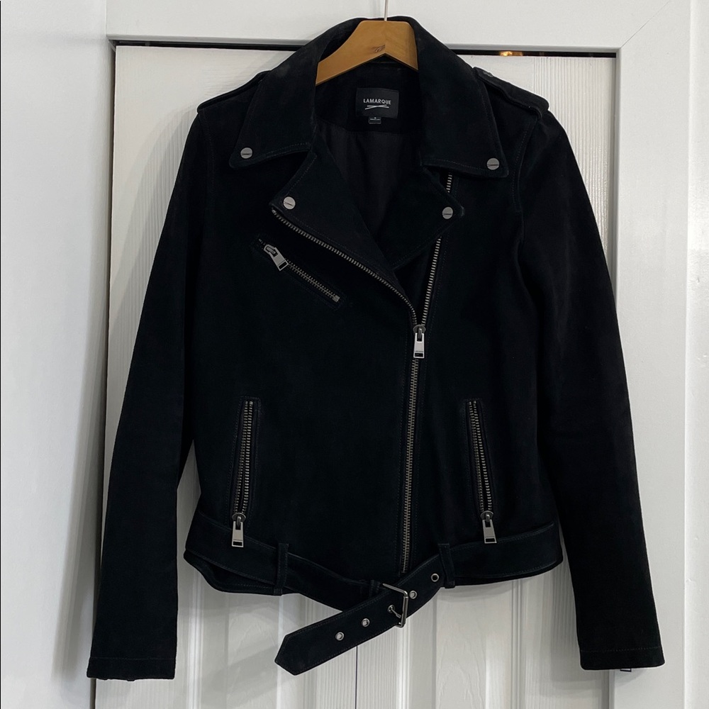 Lamarque Women's Black Suede Biker Jacket